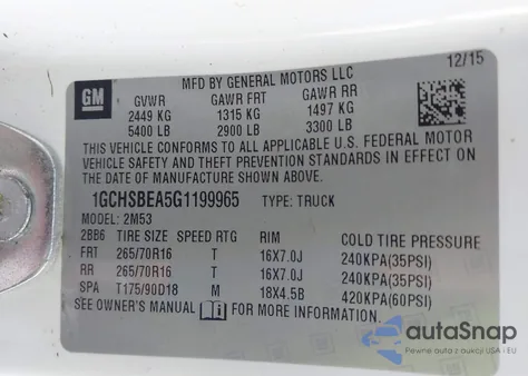 2016 Chevrolet Colorado Wt from USA, damaged, VIN 1GCHSBEA5G1199965